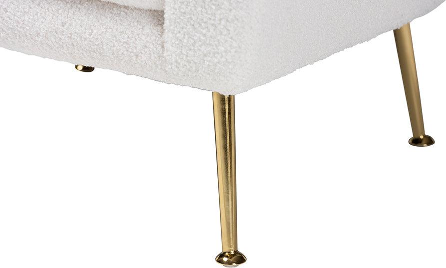 Wholesale Interiors Accent Chairs - Fantasia Modern and Contemporary Ivory Boucle Upholstered and Gold Metal Armchair