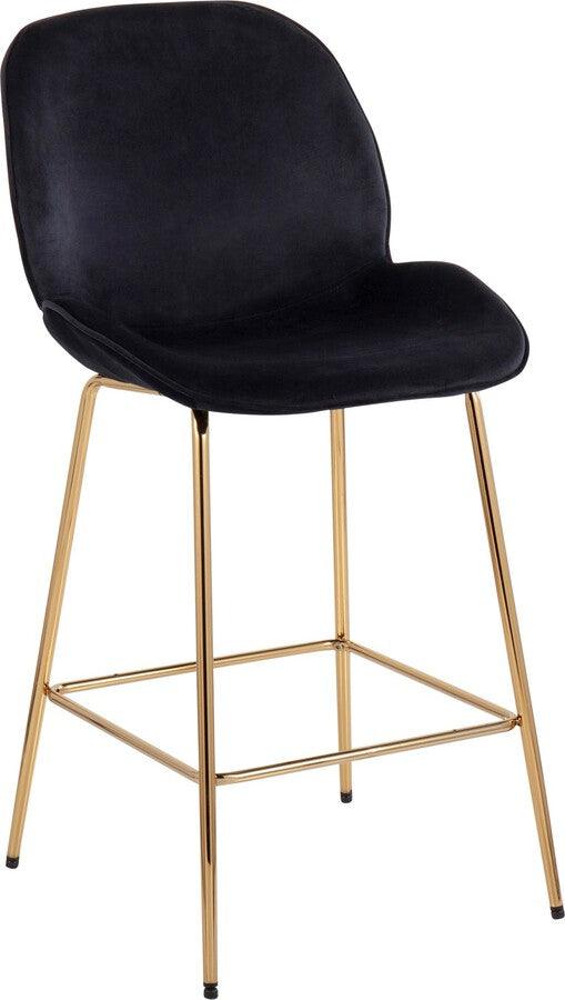 Lumisource Barstools - Diva /Glam Counter Stool In Gold Steel & Black Velvet (Set of 2)