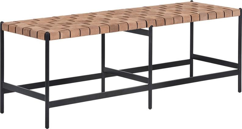 SUNPAN Benches - Omari Bench - Black - Light Tan Leather