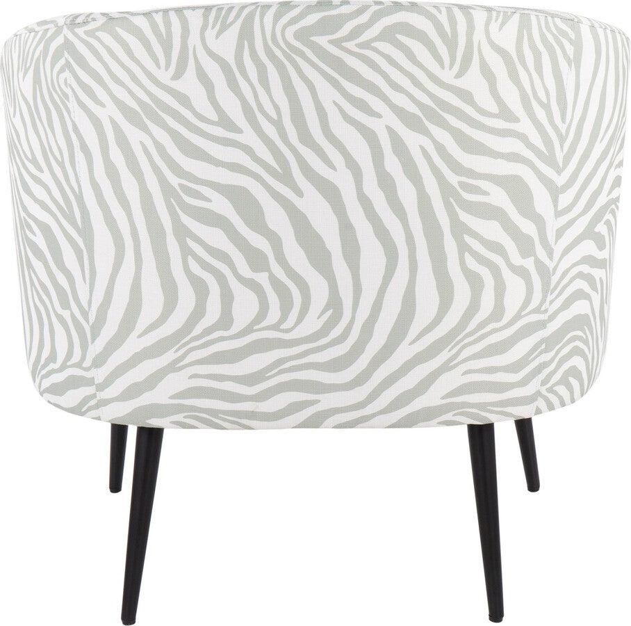 Lumisource Accent Chairs - Tania Contemporary/Glam Accent Chair In Black Steel & Light Green Zebra Fabric