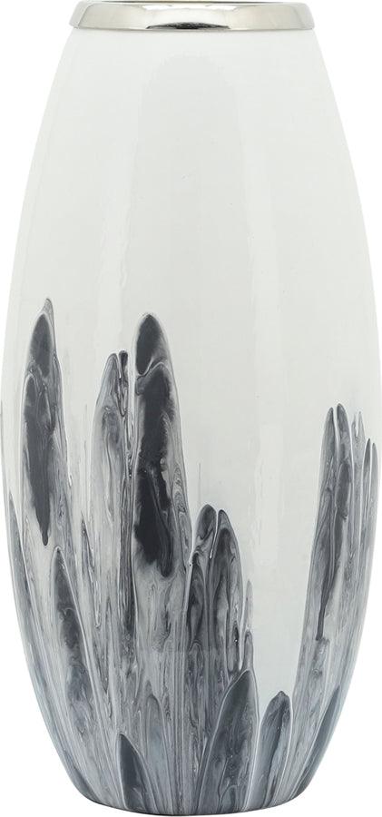 Sagebrook Home Vases - Glass 18"H Vase W/ Metal Ring White