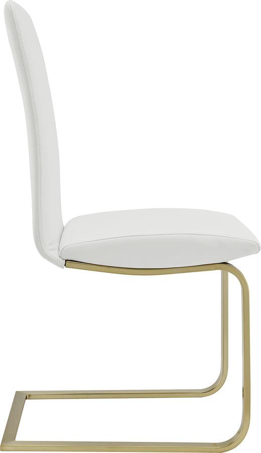 Euro Style Dining Chairs - Cinzia Dining Chair in White with Matte Brushed Gold Legs - Set of 2