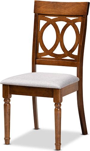 Wholesale Interiors Dining Sets - Lucie Grey Fabric Upholstered and Walnut Brown Finished Wood 7-Piece Dining Set