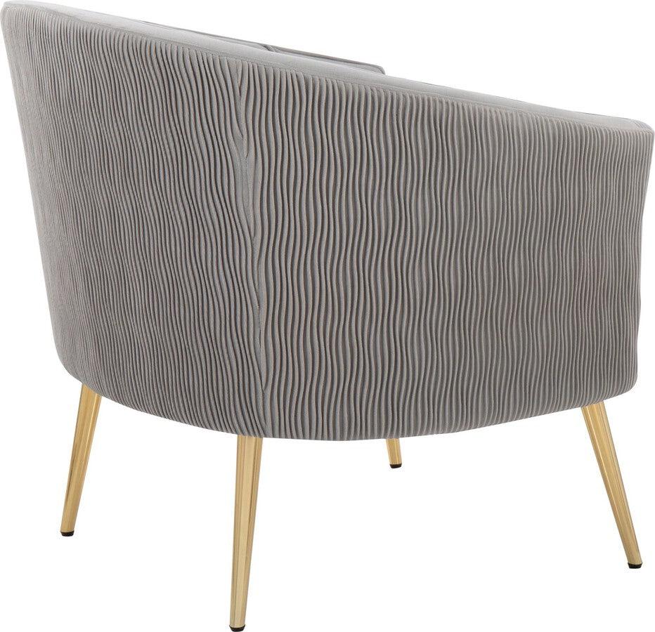 Lumisource Accent Chairs - Tania Pleated Waves Contemporary/Glam Accent Chair In Gold Steel & Silver Velvet