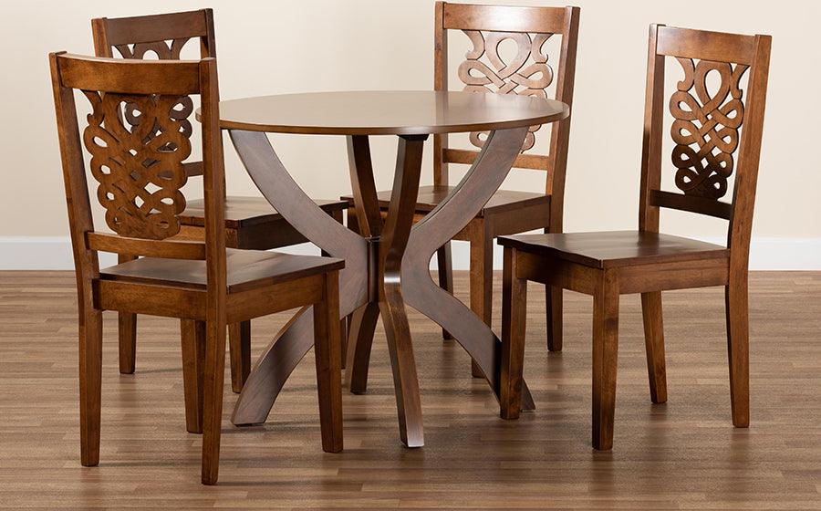 Wholesale Interiors Dining Sets - Wanda Walnut Brown Finished Wood 5-Piece Dining Set