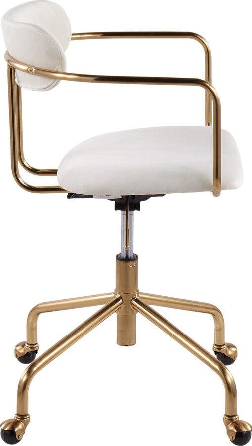 Lumisource Task Chairs - Demi Contemporary Office Chair in Gold Metal & Cream Velvet