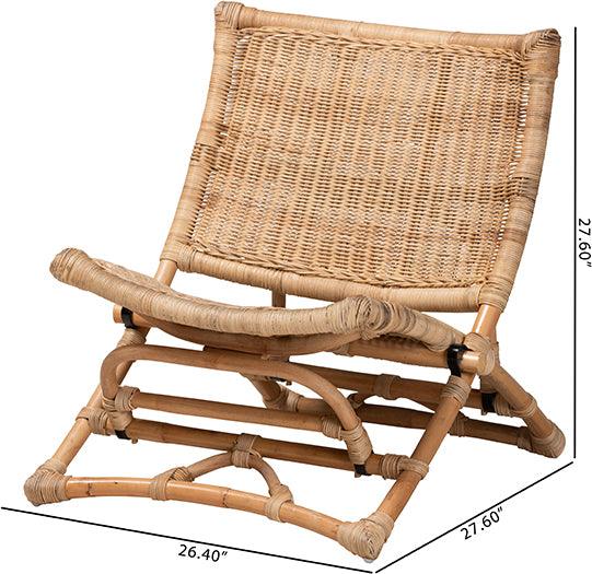 Wholesale Interiors Accent Chairs - Herrara Modern Bohemian Natural Brown Antique Rattan Foldable Lounge Chair