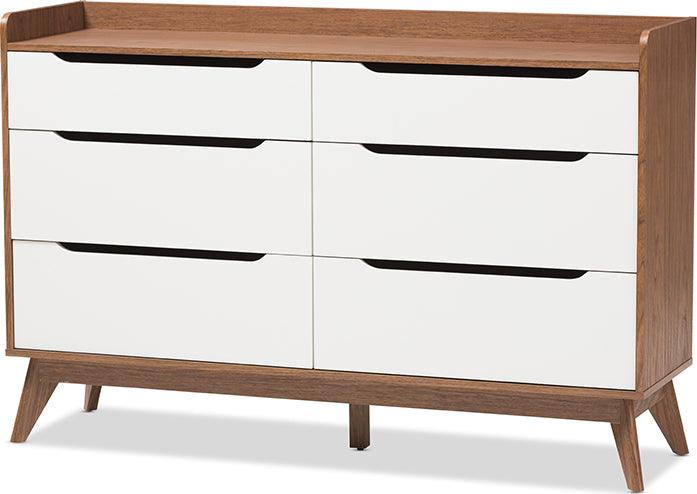 Wholesale Interiors Chest of Drawers - Brighton 56.02" Chest Of Drawers White & Walnut Brown