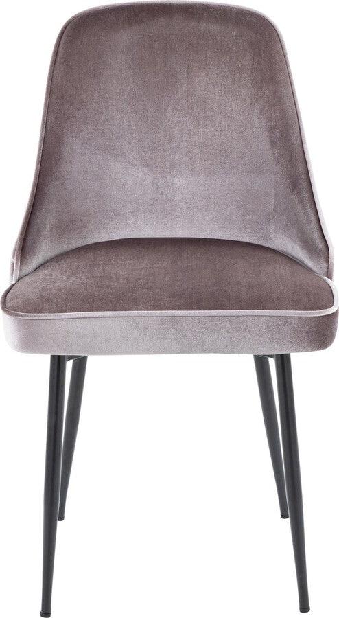 Lumisource Dining Chairs - Marcel Contemporary Dining Chair With Black Frame & Silver Velvet Fabric (Set of 2)