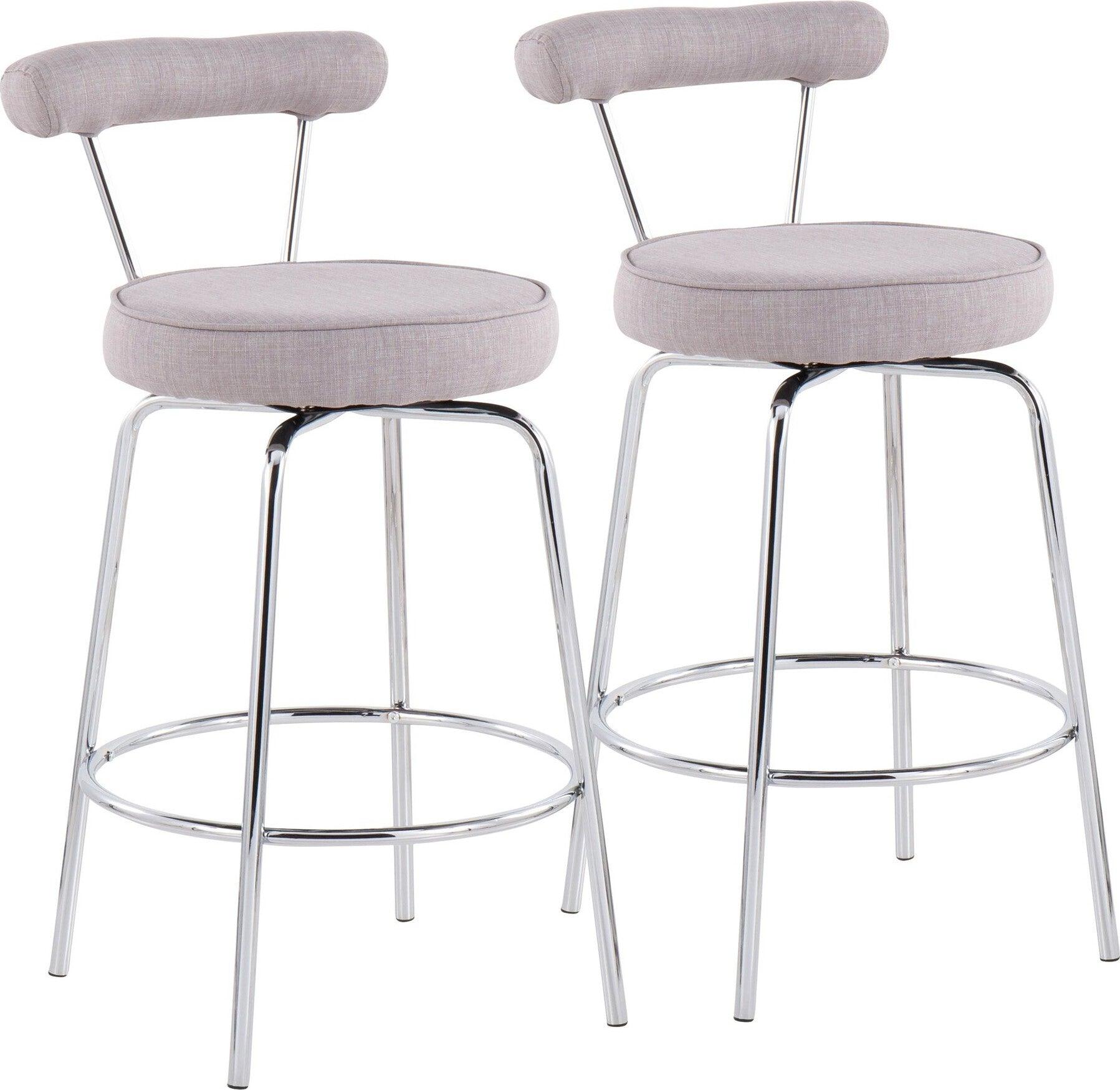 Lumisource Barstools - Rhonda Counter Stool Chrome & Light Gray (Set of 2)