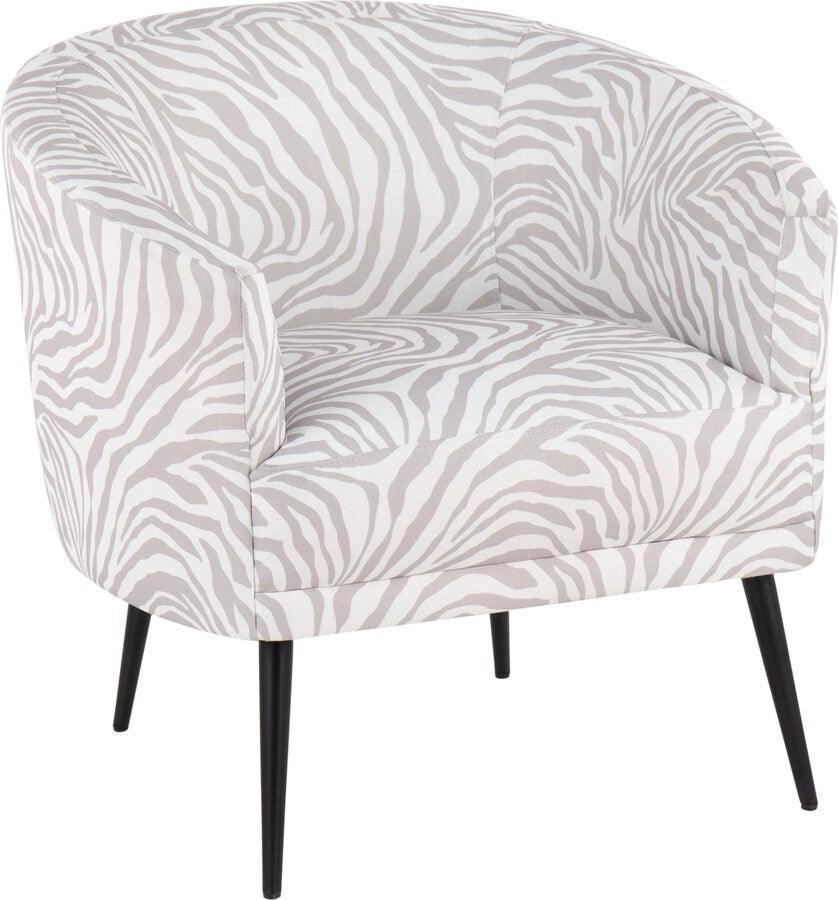 Lumisource Accent Chairs - Tania Contemporary/Glam Accent Chair In Black Steel & Grey Zebra Fabric