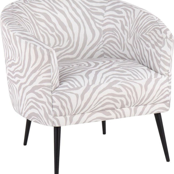 Buy Tania Contemporary Glam Accent Chair In Black Steel Grey Zebra Fabric