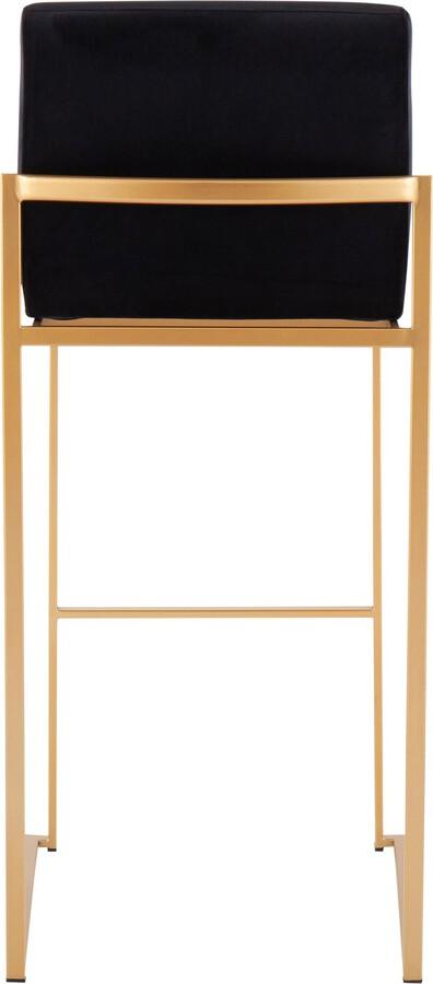Lumisource Barstools - Fuji High Back Barstool In Gold Steel & Black Velvet (Set of 2)