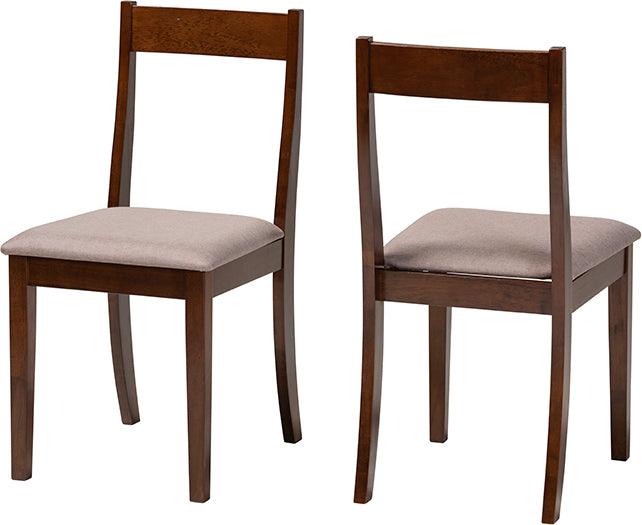 Wholesale Interiors Dining Chairs - Carola Mid-Century Modern Grey Fabric And Brown Finished Wood 2-Piece Dining Chair Set