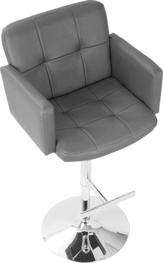 Lumisource Barstools - Stout Contemporary Adjustable Barstool with Swivel and Grey Faux Leather