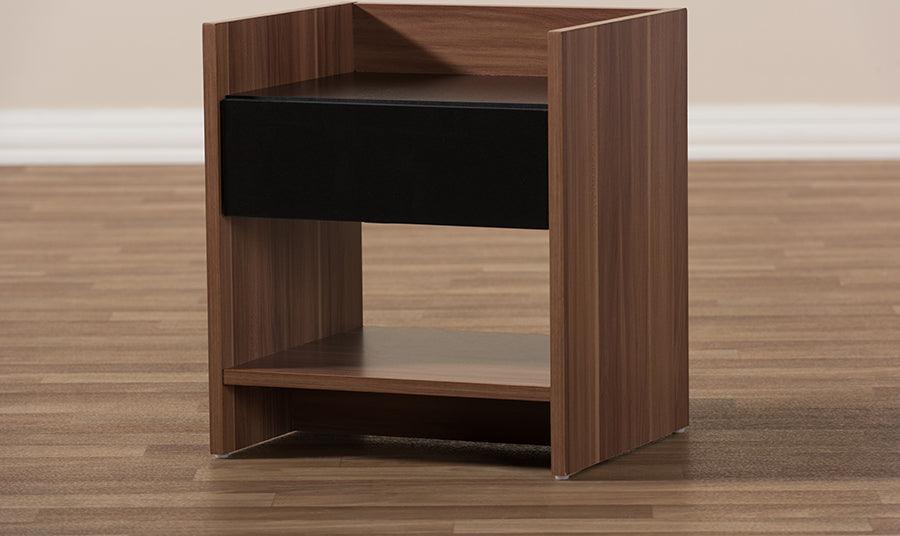Wholesale Interiors Nightstands & Side Tables - Vanda Nightstand Black/Walnut Brown