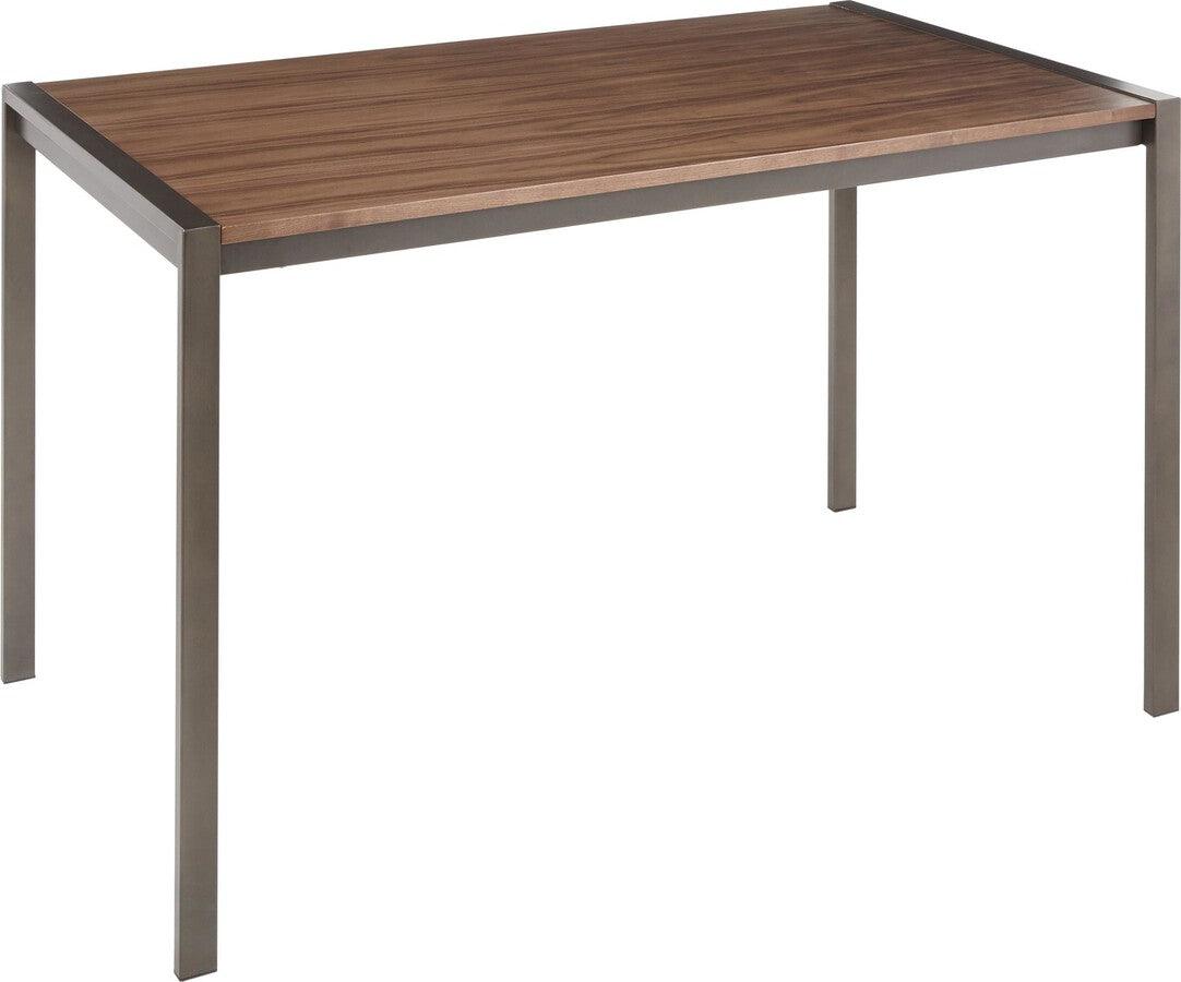 Lumisource Dining Tables - Fuji Industrial Dining Table in Antique Metal with Walnut Wood Top