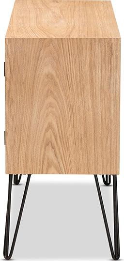 Wholesale Interiors Buffets & Cabinets - Denali Two-Tone Walnut Brown and Black Finished Wood and Metal Storage Cabinet