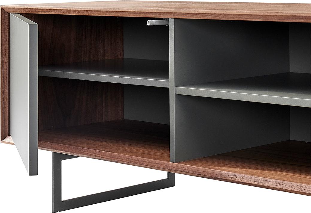 Euro Style TV & Media Units - Anderson 48" Media Stand in Walnut and Dark Gray with Black Steel Base