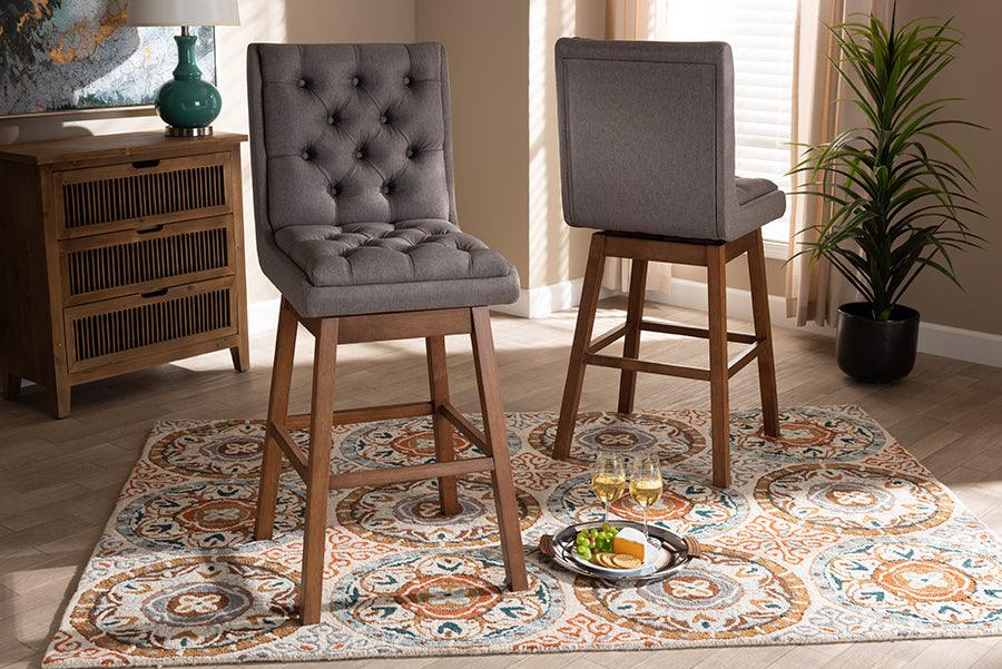 Wholesale Interiors Barstools - Gregory Bar Stool Gray & Walnut Brown (Set of 2)