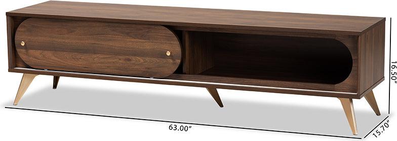 Wholesale Interiors TV & Media Units - Dena Walnut Brown Wood and Gold Finished TV Stand