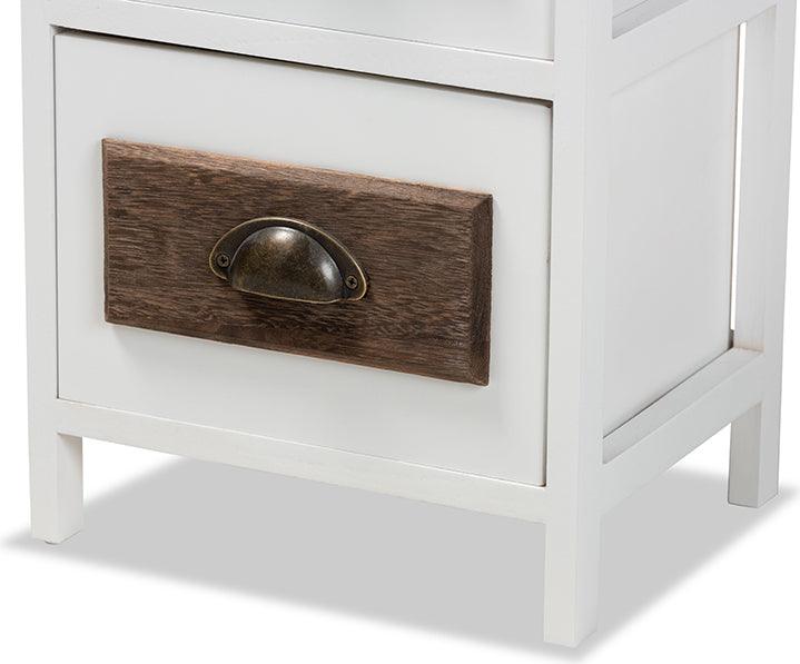 Wholesale Interiors Bedroom Organization - Fanning Modern and Contemporary Two-Tone White and Brown Wood 3-Drawer Storage Unit