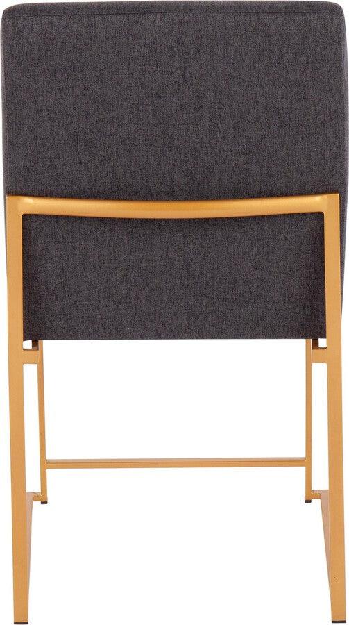 Lumisource Dining Chairs - High Back Fuji Contemporary Dining Chair In Gold Steel & Charcoal Fabric (Set of 2)
