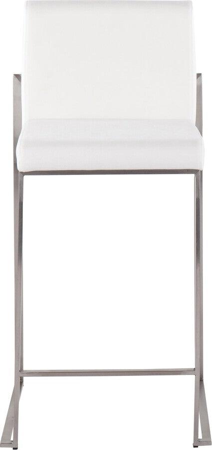 Lumisource Barstools - Fuji High Back Counter Stool In Stainless Steel & White Velvet (Set of 2)