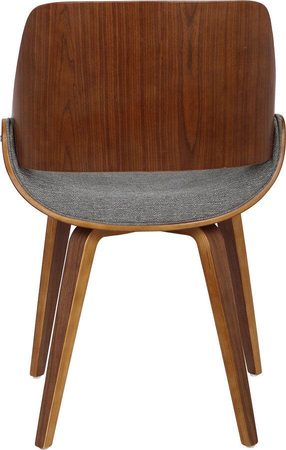 Lumisource Accent Chairs - Fabrizzi Mid-Century Modern Dining/Accent Chair in Walnut and Grey Fabric