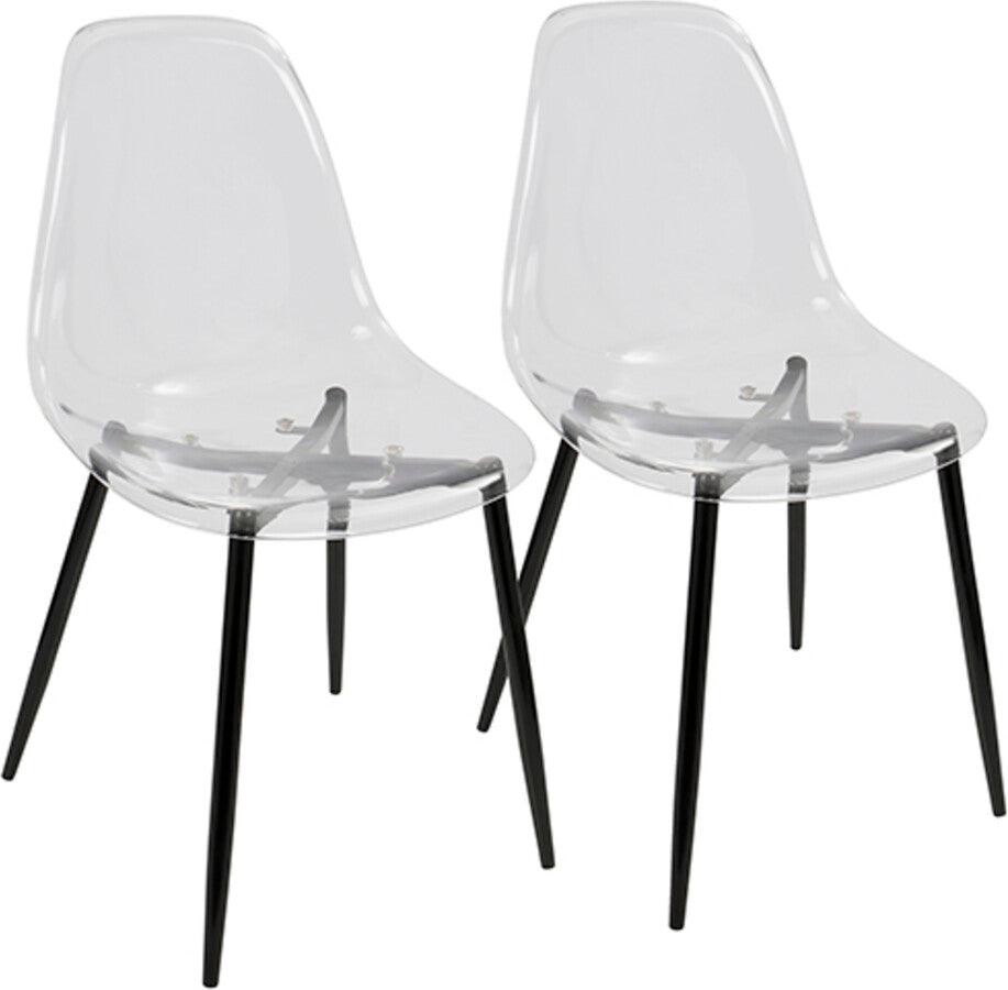 Lumisource Dining Chairs - Clara Mid-Century Modern Dining Chair in Black and Clear - Set of 2