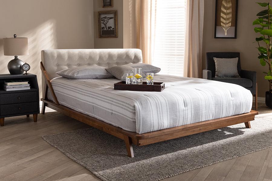 Wholesale Interiors Beds - Sante Full Bed Beige & Walnut