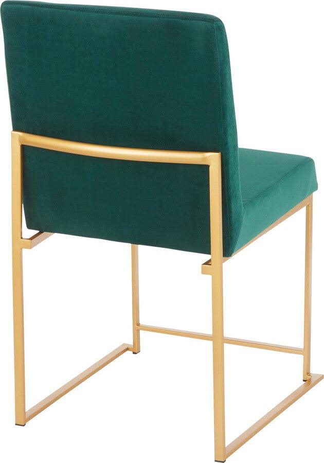 Lumisource Dining Chairs - High Back Fuji Contemporary Dining Chair in Gold and Green Velvet - Set of 2