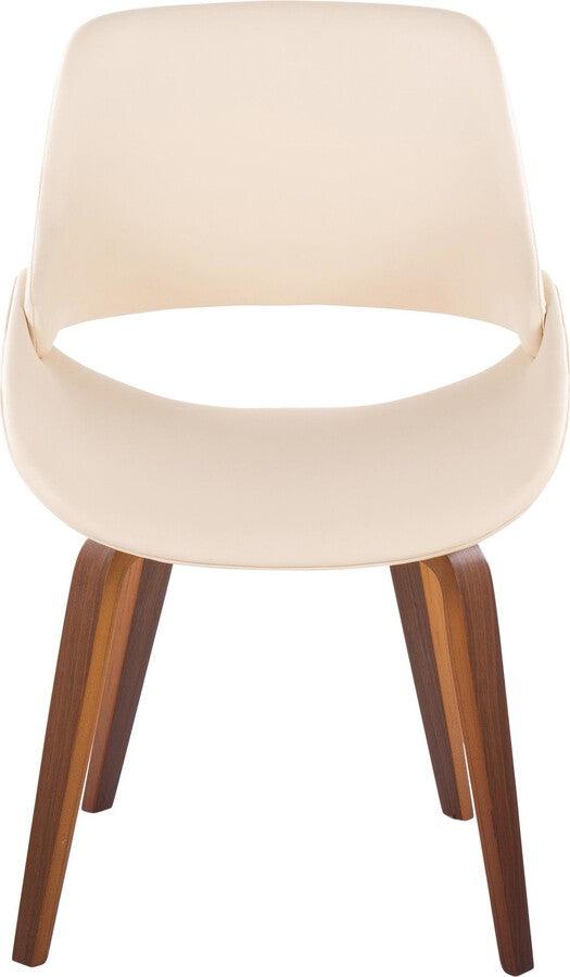 Lumisource Dining Chairs - Fabrico Dining/Accent Chair In Walnut & Cream Faux Leather (Set of 2)