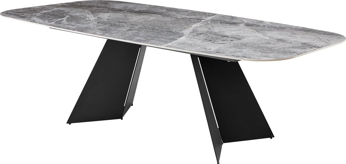 Euro Style Dining Tables - Lizarte 93" Dining Table in Gray Ceramic with Matte Dark Gray Base