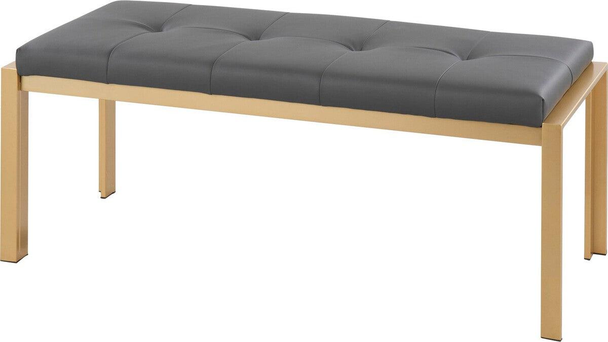 Lumisource Benches - Fuji Contemporary Bench In Gold Metal & Grey Faux Leather