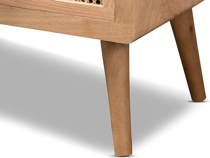Wholesale Interiors Buffets & Cabinets - Alina Mid-Century Modern Medium Oak Finished Wood and Rattan 4-Drawer Accent Storage Cabinet