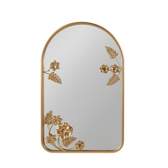 Olliix.com Mirrors - Arched Metal Floral Wall Mirror Gold
