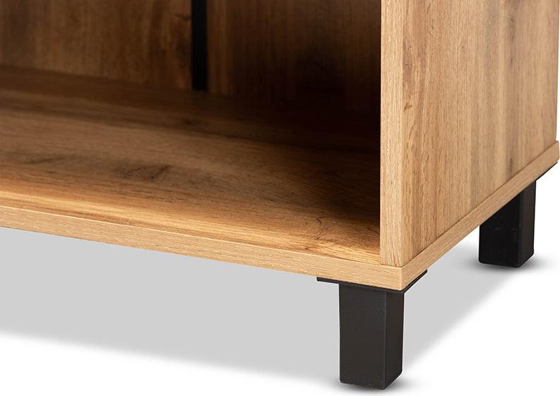 Wholesale Interiors Shoe Storage - Rossin Oak Brown Finished Wood 2-Door Entryway Shoe Storage Cabinet with Bottom Shelf
