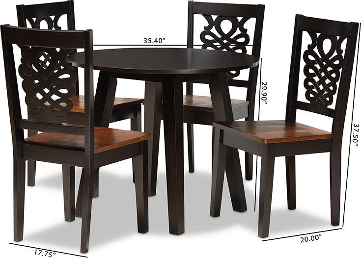 Wholesale Interiors Dining Sets - Mina Two-Tone Dark Brown and Walnut Brown Finished Wood 5-Piece Dining Set