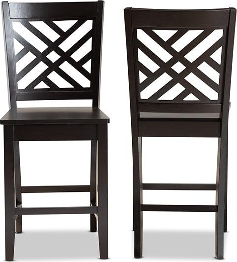 Wholesale Interiors Barstools - Caron Modern and Contemporary Transitional Dark Brown Finished Wood 2-Piece Counter Stool Set