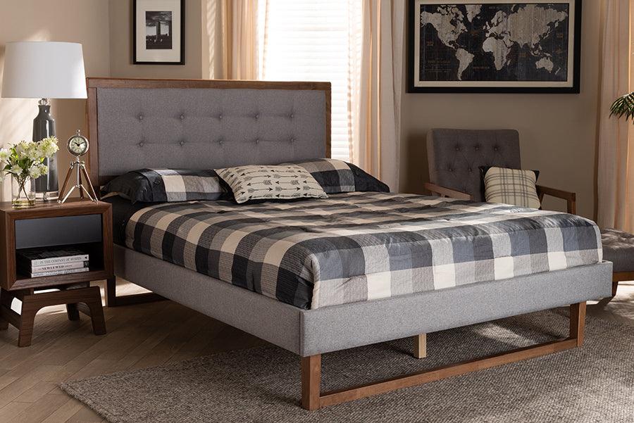 Wholesale Interiors Beds - Livinia Queen Bed Light Gray & Ash walnut