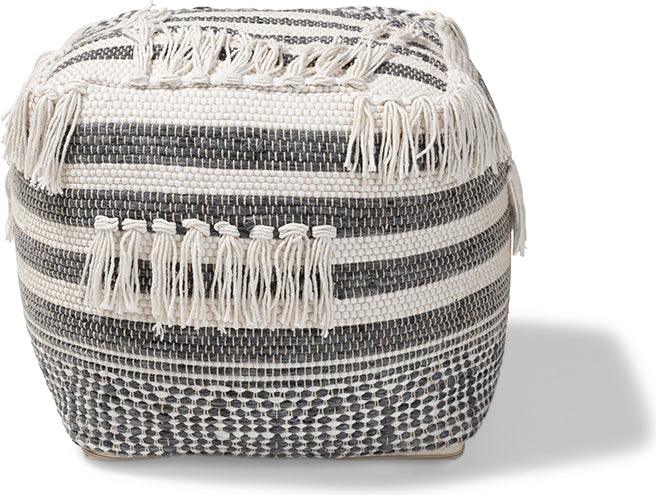 Wholesale Interiors Ottomans & Stools - Kirby Moroccan Ottoman Gray & Ivory