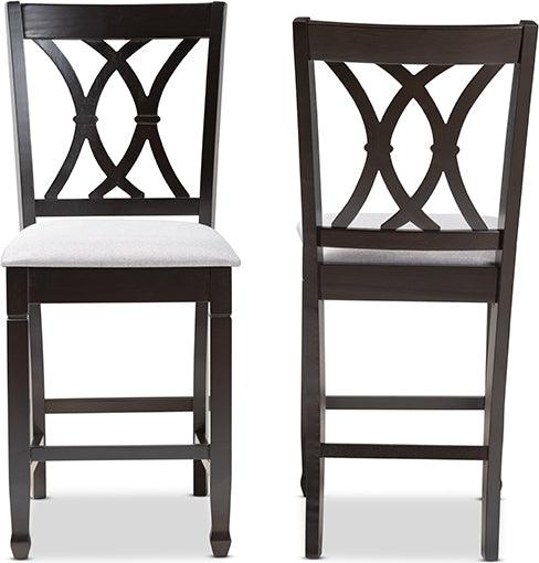 Wholesale Interiors Barstools - Reneau Gray Fabric Upholstered Espresso Brown Finished Wood Counter Height Pub Chair Set Of 2