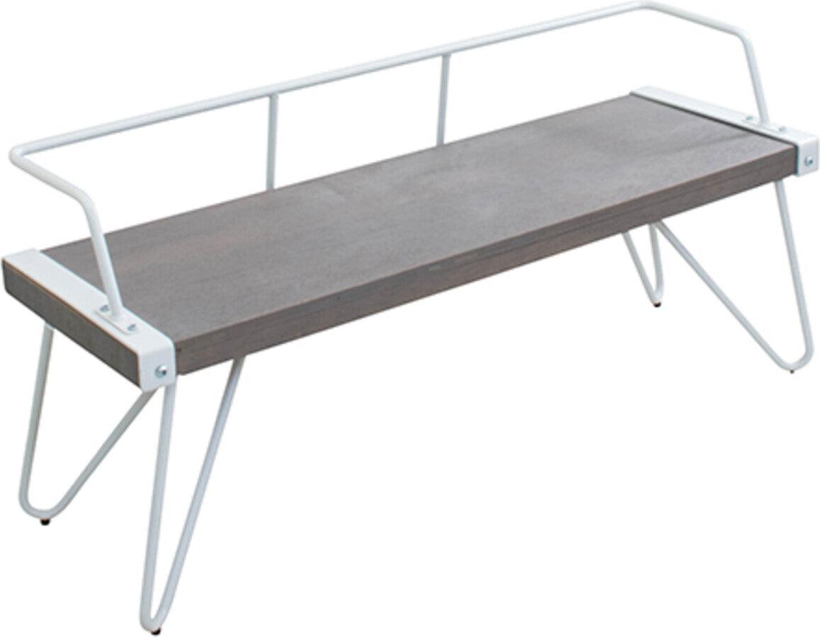 Lumisource Benches - Stefani Industrial Bench in White and Grey