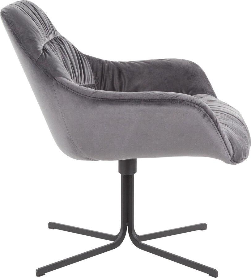Lumisource Accent Chairs - Wayne Swivel Lounge Chair 31" Black Metal & Gray Velvet