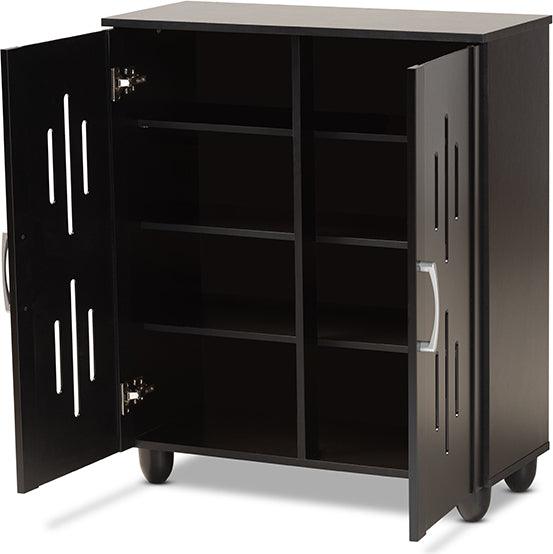 Wholesale Interiors Shoe Storage - Renley Black Finished Wood 2-Door Shoe Storage Cabinet