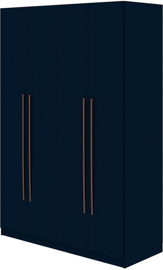 Manhattan Comfort Cabinets & Wardrobes - Gramercy Modern 2-Section Freestanding Wardrobe Armoire Closet in Tatiana Midnight Blue