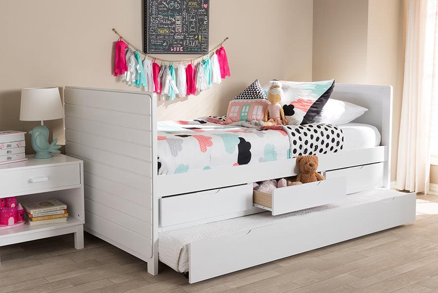 Wholesale Interiors Daybeds - Linna Modern and Contemporary White-Finished Daybed with Trundle