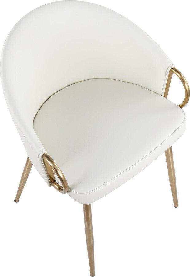 Lumisource Accent Chairs - Claire Contemporary/Glam Chair in Gold Metal and White Faux Leather