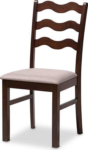Wholesale Interiors Dining Sets - Amara Mid-Century Modern Warm Grey Fabric and Dark Brown Finished Wood 5-Piece Dining Set
